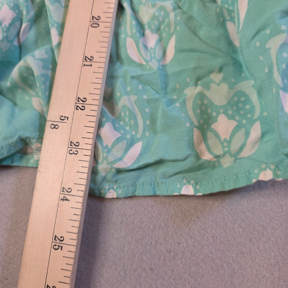 St Johns Bay Womens Teal Aqua Medallion Print Rayon Ruffle Peasant Top Large - Picture 5 of 6